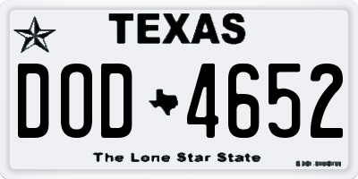 TX license plate DOD4652