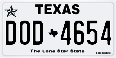 TX license plate DOD4654