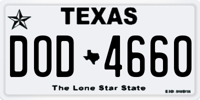 TX license plate DOD4660
