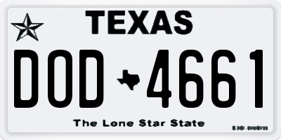 TX license plate DOD4661