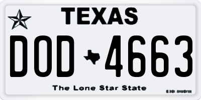TX license plate DOD4663