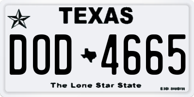 TX license plate DOD4665