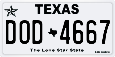 TX license plate DOD4667