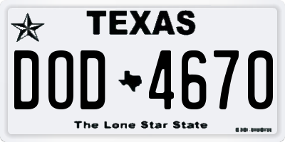 TX license plate DOD4670
