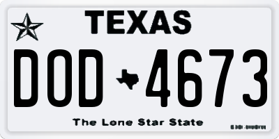TX license plate DOD4673