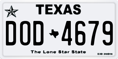 TX license plate DOD4679
