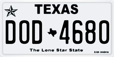 TX license plate DOD4680