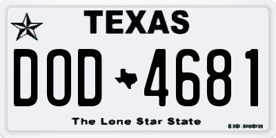 TX license plate DOD4681