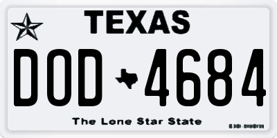 TX license plate DOD4684