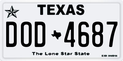 TX license plate DOD4687