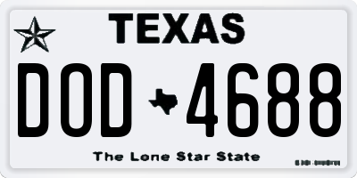 TX license plate DOD4688
