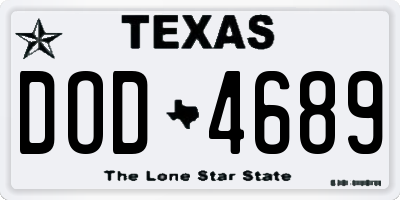 TX license plate DOD4689