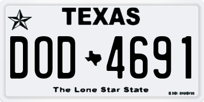 TX license plate DOD4691