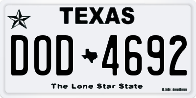 TX license plate DOD4692