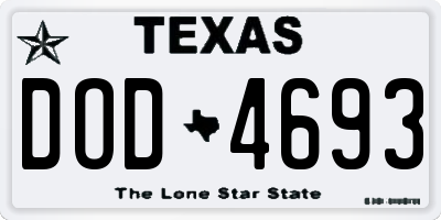 TX license plate DOD4693