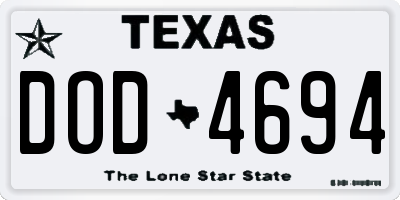 TX license plate DOD4694