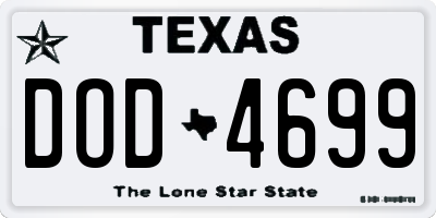 TX license plate DOD4699