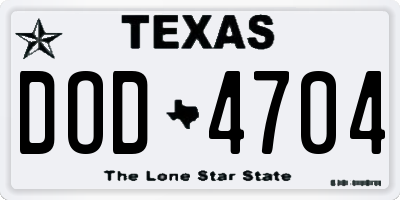 TX license plate DOD4704