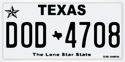 TX license plate DOD4708