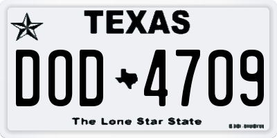 TX license plate DOD4709
