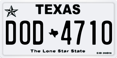 TX license plate DOD4710