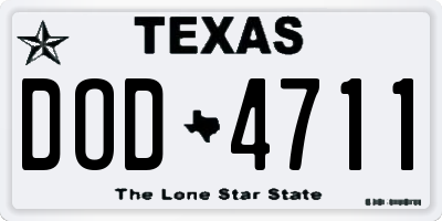 TX license plate DOD4711