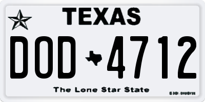 TX license plate DOD4712