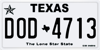 TX license plate DOD4713