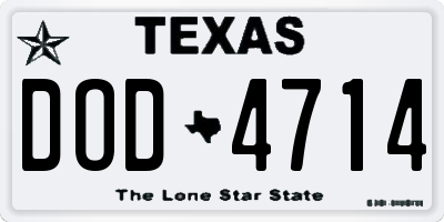 TX license plate DOD4714