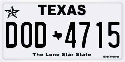 TX license plate DOD4715