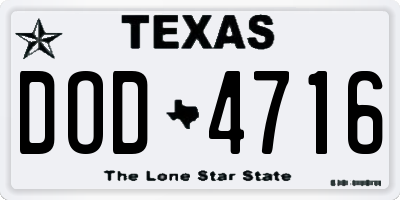 TX license plate DOD4716