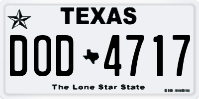 TX license plate DOD4717