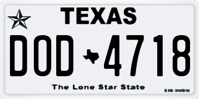 TX license plate DOD4718