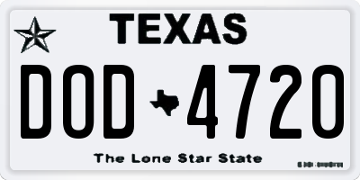 TX license plate DOD4720