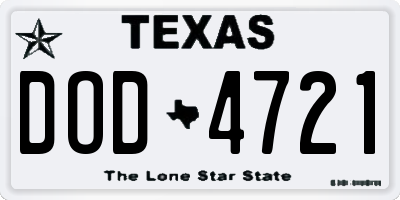 TX license plate DOD4721