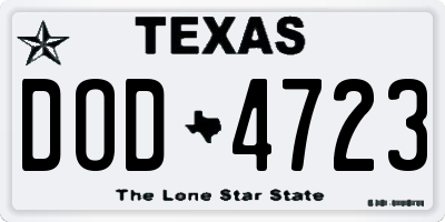 TX license plate DOD4723