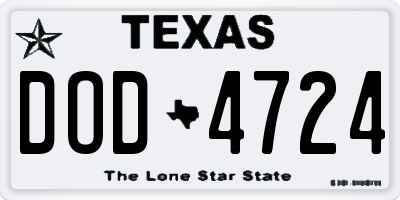 TX license plate DOD4724