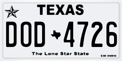 TX license plate DOD4726