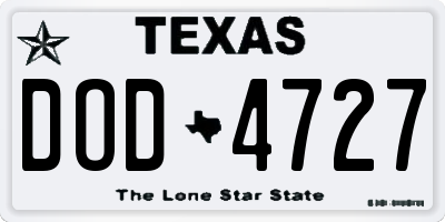 TX license plate DOD4727