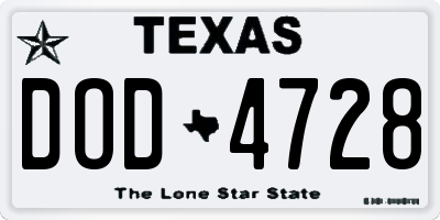 TX license plate DOD4728