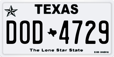 TX license plate DOD4729