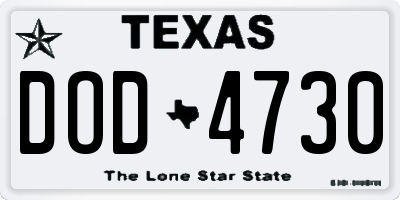TX license plate DOD4730