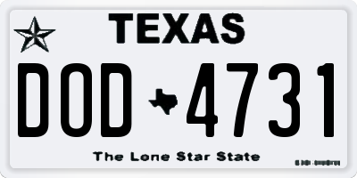 TX license plate DOD4731