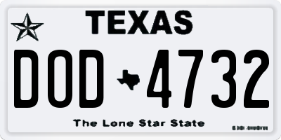 TX license plate DOD4732