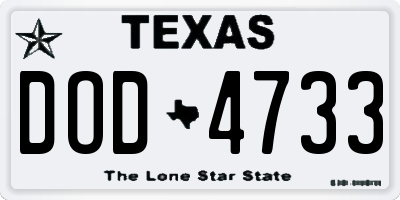 TX license plate DOD4733