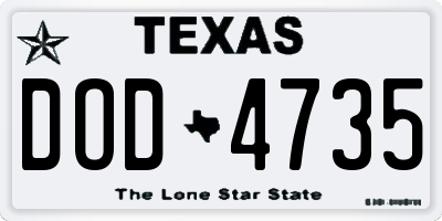 TX license plate DOD4735