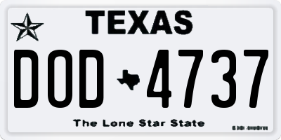 TX license plate DOD4737