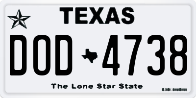 TX license plate DOD4738