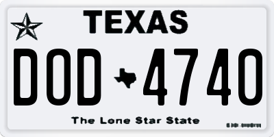 TX license plate DOD4740