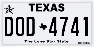 TX license plate DOD4741